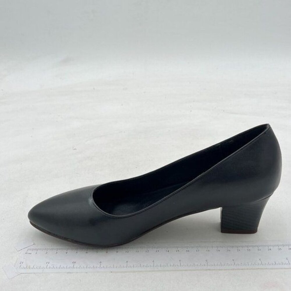 Milooey Black Women's Closed Pointed Toe Chunky Heel Pumps,Comfortable